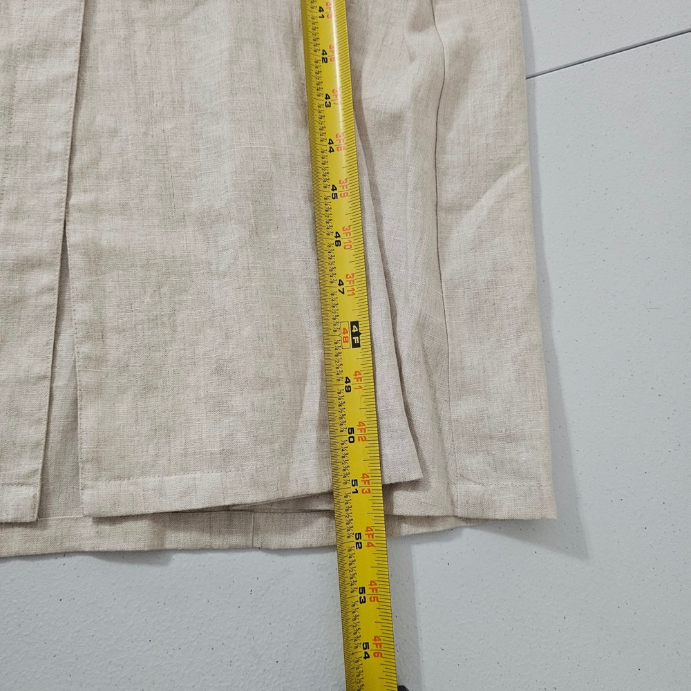 Vintage Laura Ashley Linen Button Front Maxi Dress 12 Beige Minimalist Neutral - Picture 8 of 11